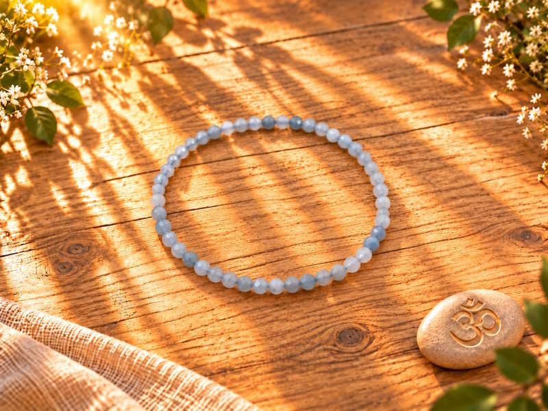 Pulsera Aguamarina bola facetada